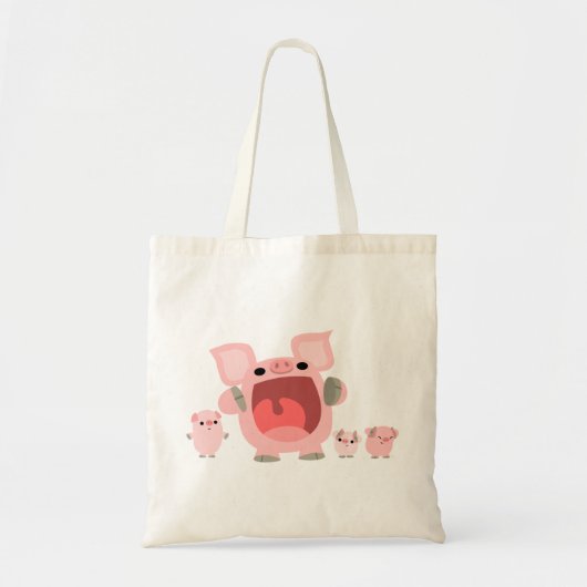 Niedlicher Shouting Cartoon Schweinebag Tragetasche (Vorne)
