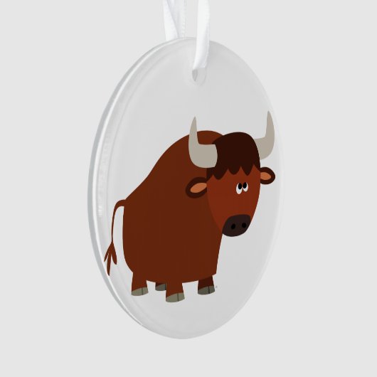 Niedlicher Shy-Cartoon Bull-Acrylschmuck Ornament (Vorderseite)