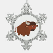 Niedlicher Shy Cartoon Bull Pewter Ornament (Vorderseite)