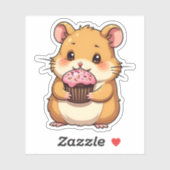 Niedlicher Shy Hamster mit Cupcake Fun Kawaii Aufkleber (Blatt)