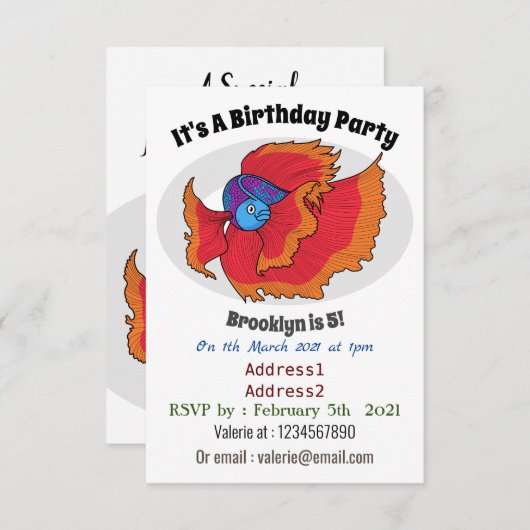 Niedlicher Siameser, der den Cartoon "Betta" bekäm Einladung (Vorne/Hinten)