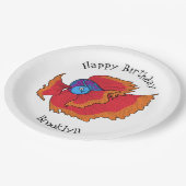 Niedlicher Siameser, der den Cartoon "Betta" bekäm Pappteller (Schrägansicht)