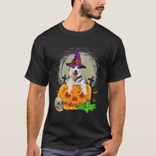 Niedlicher sibirischer Husky Hexenkürbis Hallowee T-Shirt