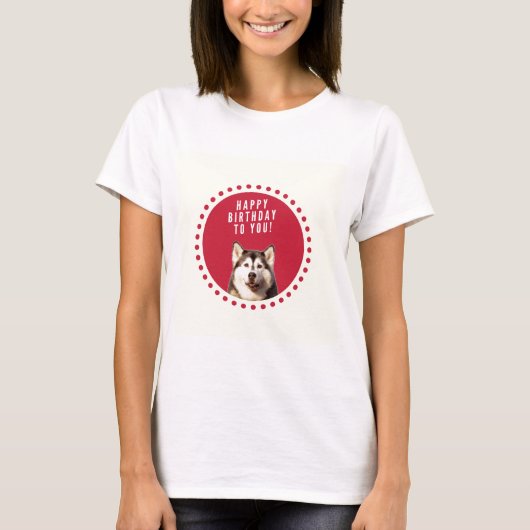 Niedlicher sibirischer Husky Hund Happy Birthday T-Shirt (Vorderseite)