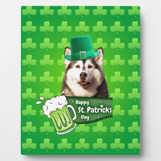 Niedlicher sibirischer Husky-Hund Hund St. Patrick Fotoplatte (Vorderseite)