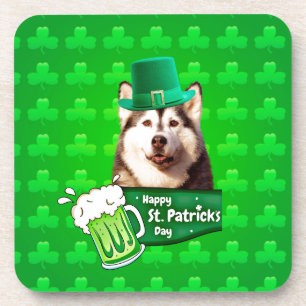 Niedlicher sibirischer Husky-Hund Hund St. Patrick Untersetzer