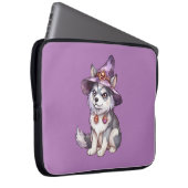 Niedlicher sibirischer Husky-Hund in Hexenhut Laptopschutzhülle (Vorne Rechts)
