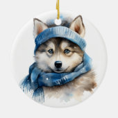 Niedlicher sibirischer Husky-Hund Keramik Ornament (Hinten)