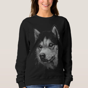 Niedlicher sibirischer Husky Hund Kopfkunst für Hu Sweatshirt