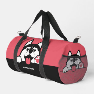 Niedlicher sibirischer Husky individuelle Name & F Duffle Bag