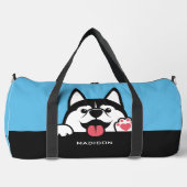 Niedlicher sibirischer Husky individuelle Name & F Duffle Bag (Vorderseite)