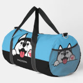 Niedlicher sibirischer Husky individuelle Name & F Duffle Bag (Rechte Ecke)