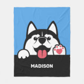 Niedlicher sibirischer Husky individuelle Name & F Fleecedecke (Vorderseite)