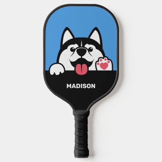 Niedlicher sibirischer Husky individuelle Name & F Pickleball Schläger (Vorderseite)