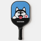 Niedlicher sibirischer Husky individuelle Name & F Pickleball Schläger (Rückseite)