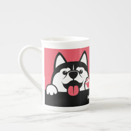 Niedlicher sibirischer Husky individuelle Name & F Porzellantasse