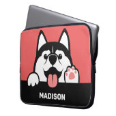 Niedlicher sibirischer Husky-individuelle Name Laptopschutzhülle (Vorderseite Links)
