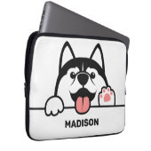 Niedlicher sibirischer Husky-individuelle Name Laptopschutzhülle (Vorne Rechts)