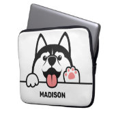 Niedlicher sibirischer Husky-individuelle Name Laptopschutzhülle (Vorderseite Links)