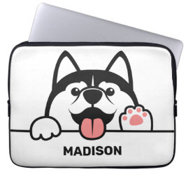 Niedlicher sibirischer Husky-individuelle Name Laptopschutzhülle
