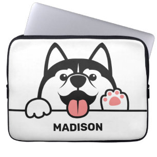 Niedlicher sibirischer Husky-individuelle Name Laptopschutzhülle