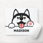 Niedlicher sibirischer Husky-individuelle Name Mousepad (Mit Mouse)