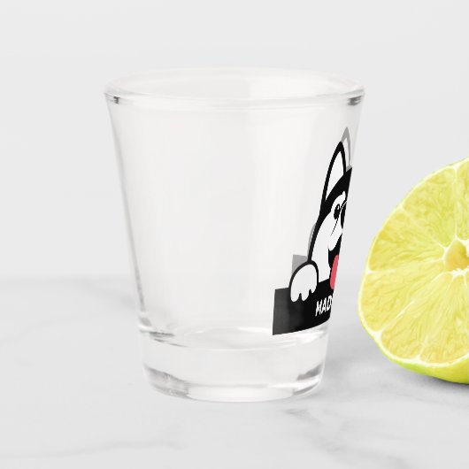 Niedlicher sibirischer Husky-individuelle Name Schnapsglas (Links)