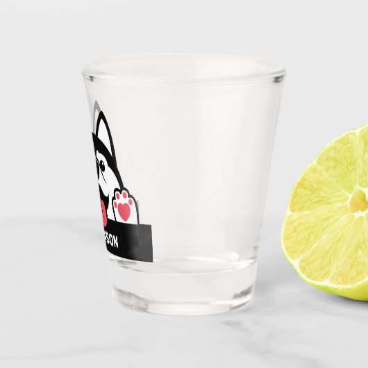 Niedlicher sibirischer Husky-individuelle Name Schnapsglas (Rechts)