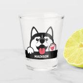 Niedlicher sibirischer Husky-individuelle Name Schnapsglas (Vorderseite)