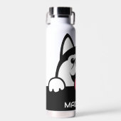 Niedlicher sibirischer Husky-individuelle Name Trinkflasche (Vorne)