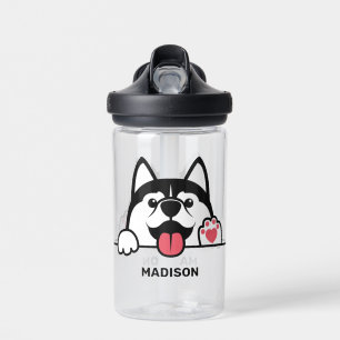 Niedlicher sibirischer Husky-individuelle Name Trinkflasche