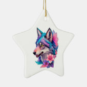 Niedlicher sibirischer Husky mit Blume Keramik Ornament (Rechts)