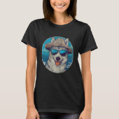 Niedlicher sibirischer Husky mit Sonnenbrille und T-Shirt (Vorderseite)