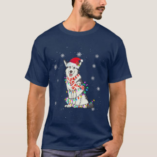Niedlicher sibirischer Husky Weihnachtshund Lichte T-Shirt
