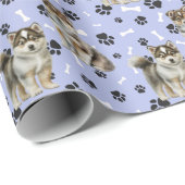 Niedlicher sibirischer Husky-Welpe-Paw-Jeden Anlaß Geschenkpapier (Rolleneckpunkt)