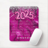 Niedlicher silberfarbener Glitzer 2025 Kalendermau Mousepad (Mit Mouse)