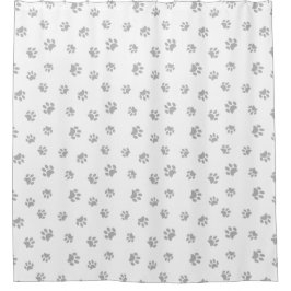 Niedlicher Silbergrau-Paw-Druck Duschvorhang