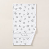 Niedlicher Silbergrau-Paw-Druck Personalisiert Badhandtuch Set (Handtuch)