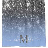 Niedlicher Silver Glitzer Duschvorhang (Vorderseite)