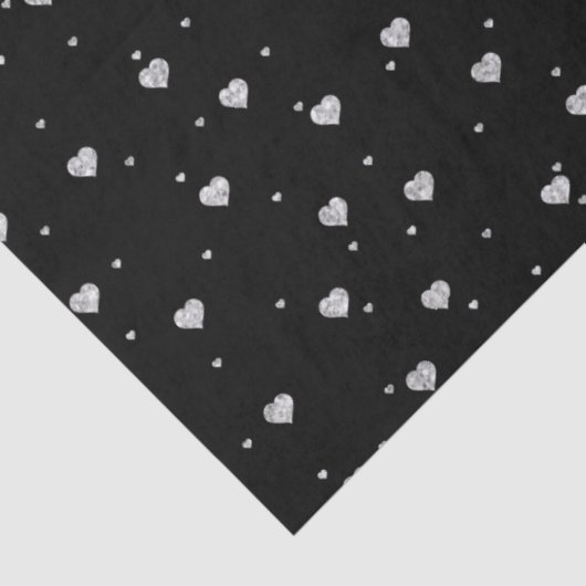 Niedlicher Silver Glitzer - Herzmuster Seidenpapier (Detail)