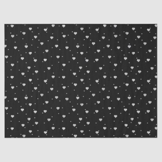 Niedlicher Silver Glitzer - Herzmuster Seidenpapier (Vorderseite)