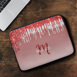 Niedlicher Silver Red Glitzer Tropfen Monogram Spa Laptopschutzhülle<br><div class="desc">Silver & Red Glitzer Tropfen Design mit einem Monogramm Namen und Initial.</div>