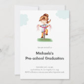 Niedlicher Simple Girl Preschool-Abschluss Einladung (Vorderseite)