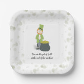 Niedlicher Simple Leprechaun St. Patrick's Day Whi Pappteller (Vorderseite)