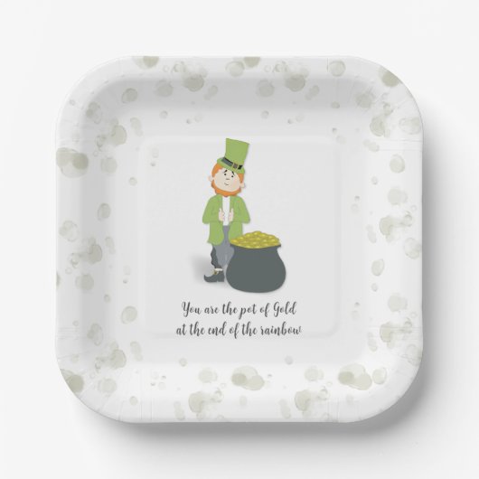 Niedlicher Simple Leprechaun St. Patrick's Day Whi Pappteller (Vorderseite)