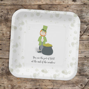 Niedlicher Simple Leprechaun St. Patrick's Day Whi Pappteller