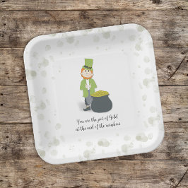 Niedlicher Simple Leprechaun St. Patrick's Day Whi Pappteller