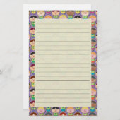 Niedlicher singenchor lila gezeichnetes briefpapier (Vorne/Hinten)