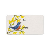 Niedlicher Singing Blue Bird Tree Adressaufkleber (Vorne)