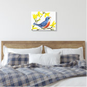 Niedlicher Singing Blue Bird Tree Leinwanddruck (Insitu (Schlafzimmer))